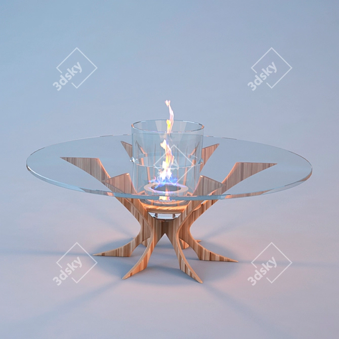 Island Art Flame Fireplace 3D model image 1