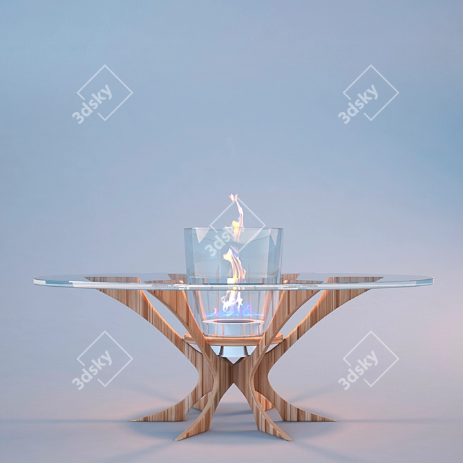 Island Art Flame Fireplace 3D model image 2