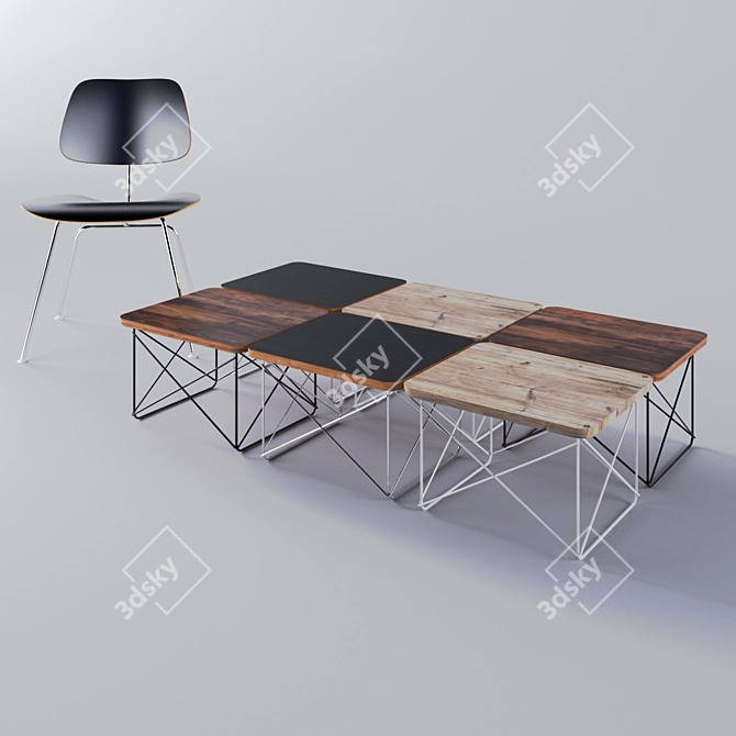 Eames Wire Base Low Table: Versatile, Practical 3D model image 2