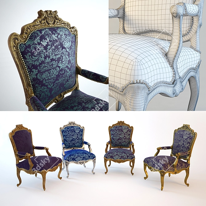 Classic Royal Armchair 3D model image 2