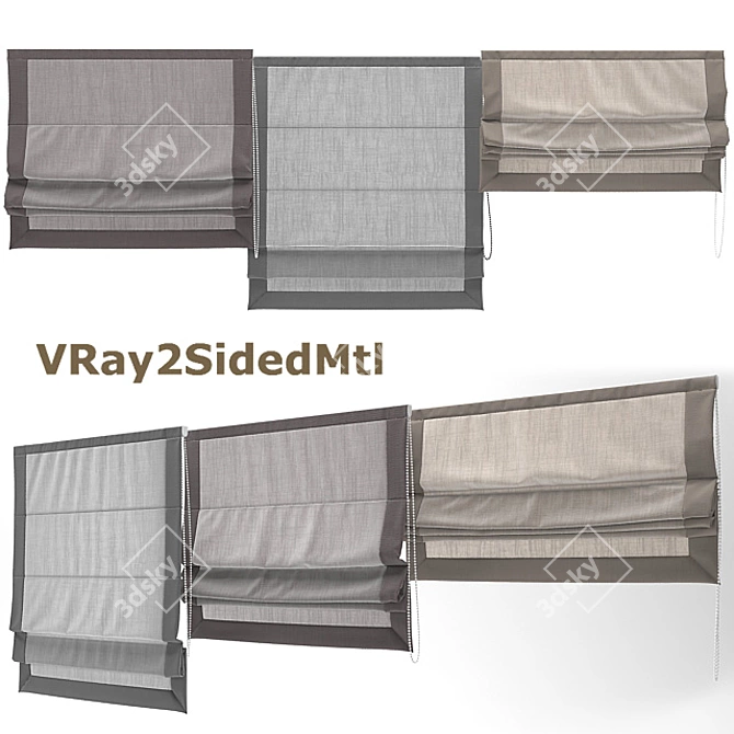 Versatile Roman Blinds with Various Textures 3D model image 2