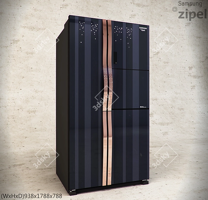 SAMSUNG RS26MBZBL: Sleek Side-by-Side Refrigerator 3D model image 1