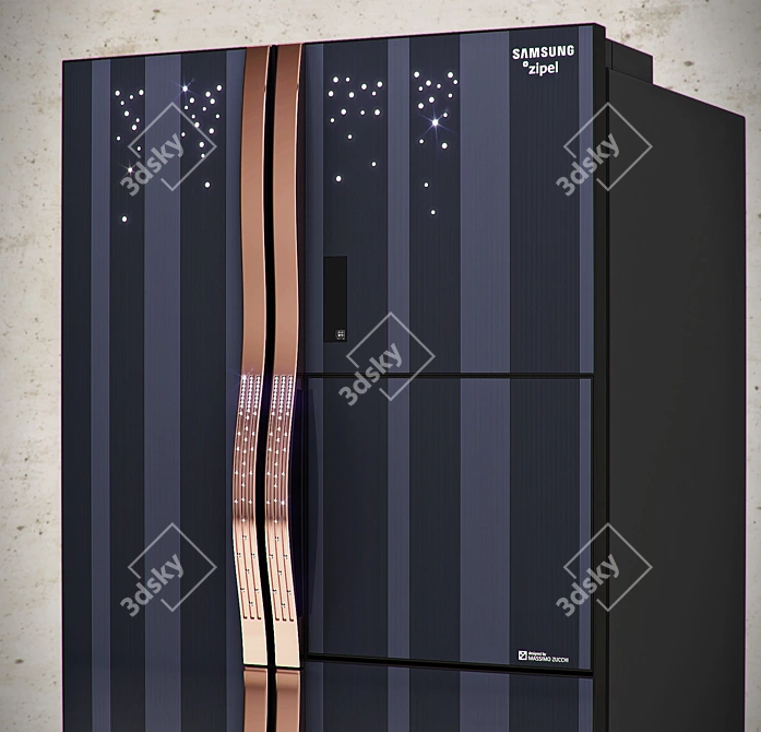 SAMSUNG RS26MBZBL: Sleek Side-by-Side Refrigerator 3D model image 2