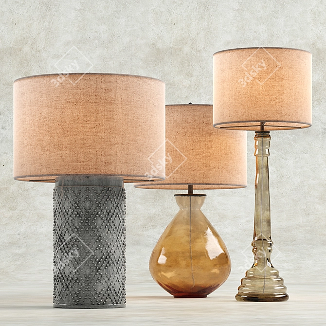 Elegant Pottery Barn Table Lamps 3D model image 1