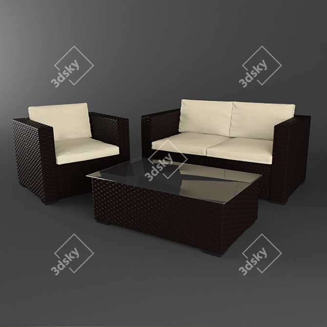 Westlake Wicker Sofa Set 3D model image 1