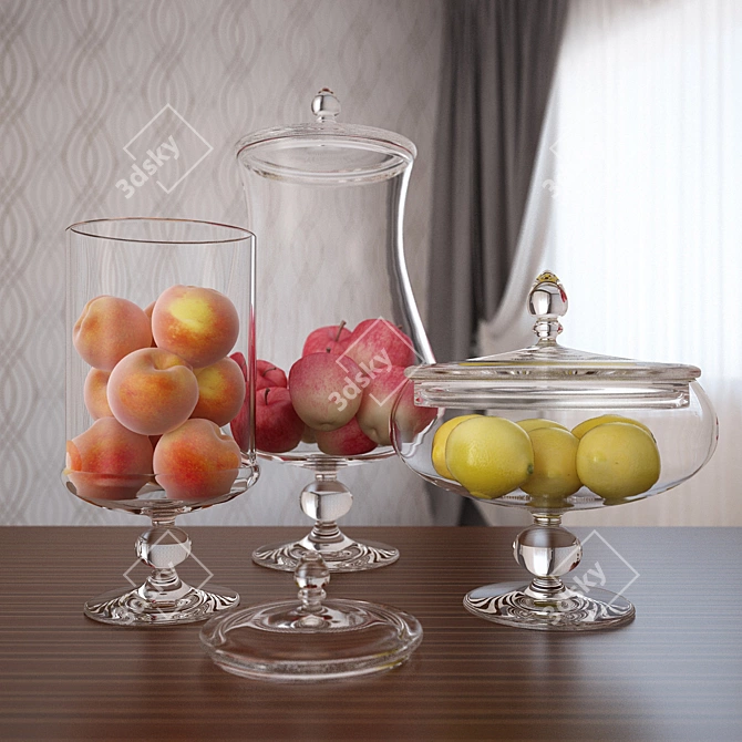 Fruit Medley in Glass Vase 3D model image 1