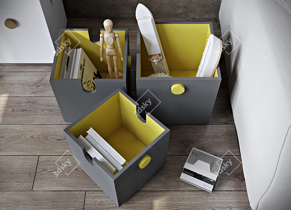 Versatile Wooden Storage Boxes 3D model image 3