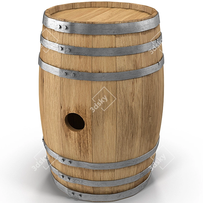 Vintage Wooden Barrel 3D model image 1