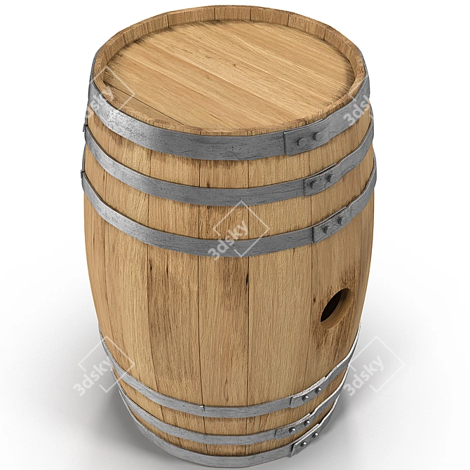 Vintage Wooden Barrel 3D model image 2