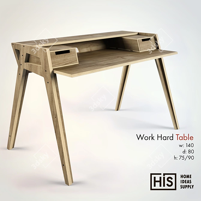 HIS Work Hard Table - Birch Veneer Plywood, Multiple Finish Options 3D model image 1