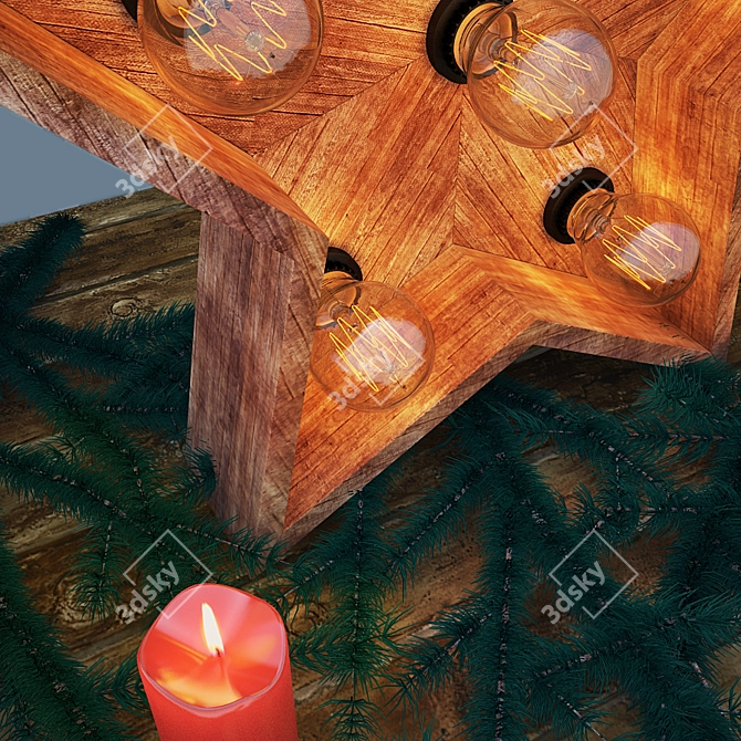 Cosmic Wood Star Lamp 3D model image 2