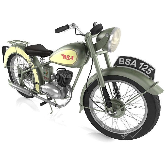 Vintage BSA Bantam D1 Motorcycle 3D model image 1