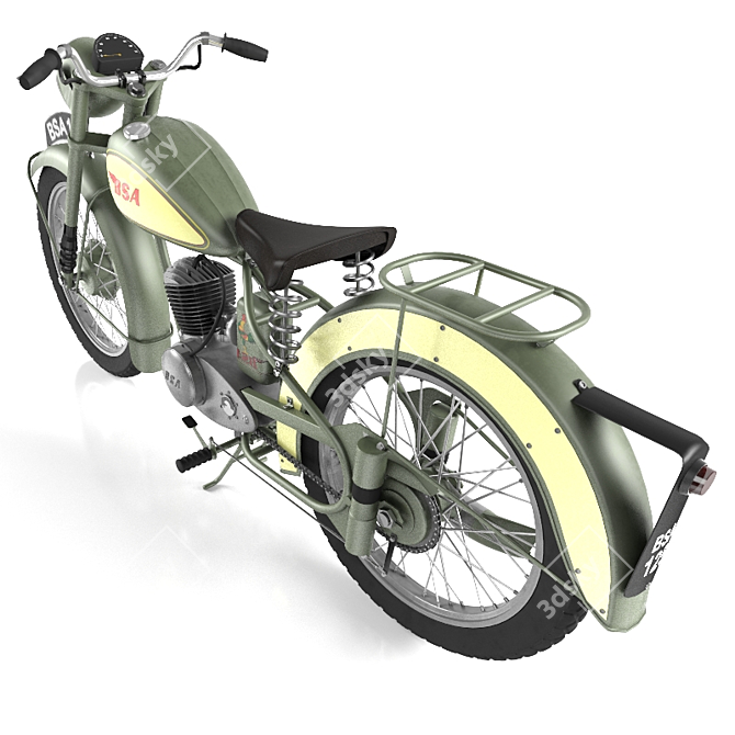 Vintage BSA Bantam D1 Motorcycle 3D model image 2