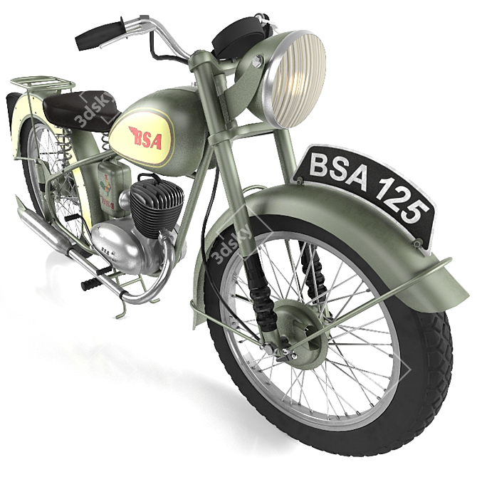 Vintage BSA Bantam D1 Motorcycle 3D model image 3