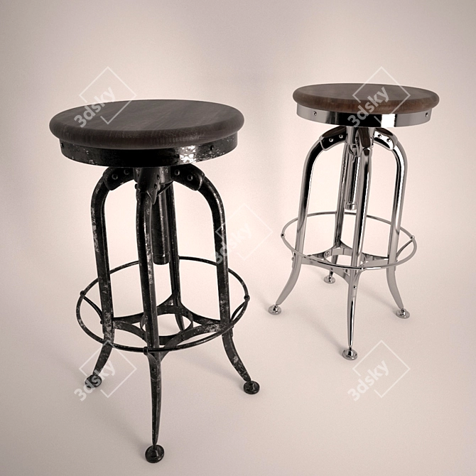 Title: Toledo Barstool: Sleek & Space-Saving 3D model image 1