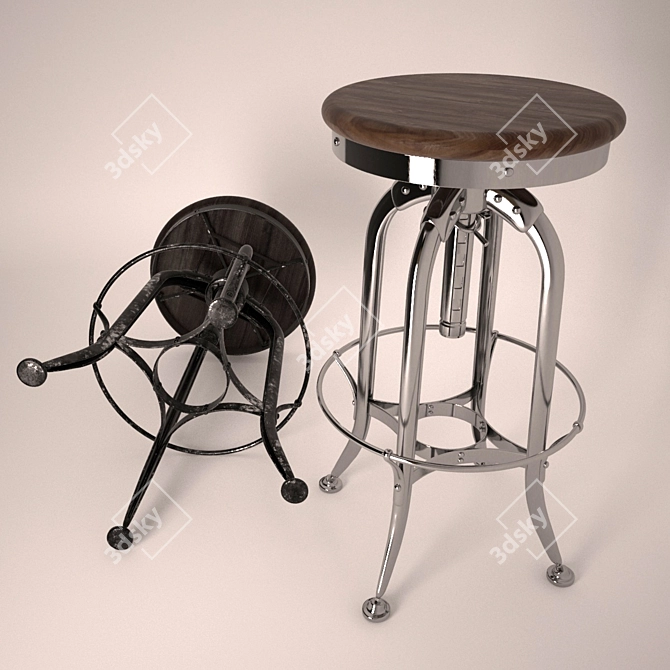 Title: Toledo Barstool: Sleek & Space-Saving 3D model image 2