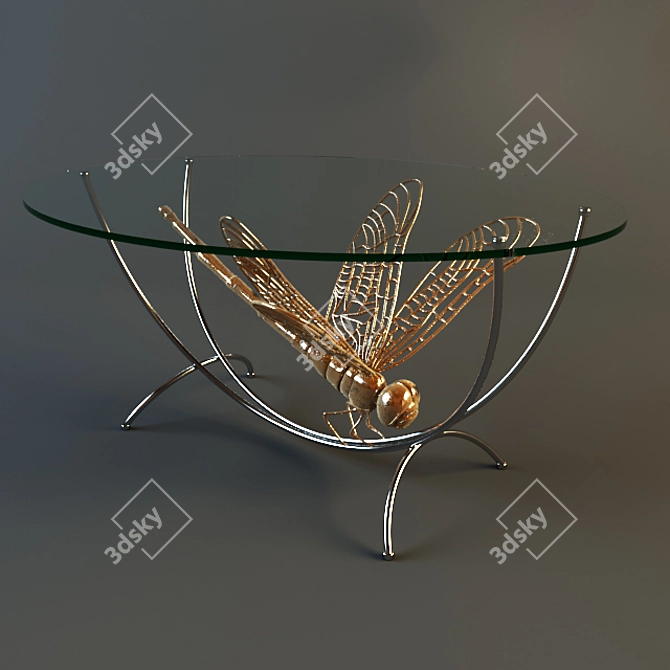 Strekoza Glass Oval Coffee Table 3D model image 1