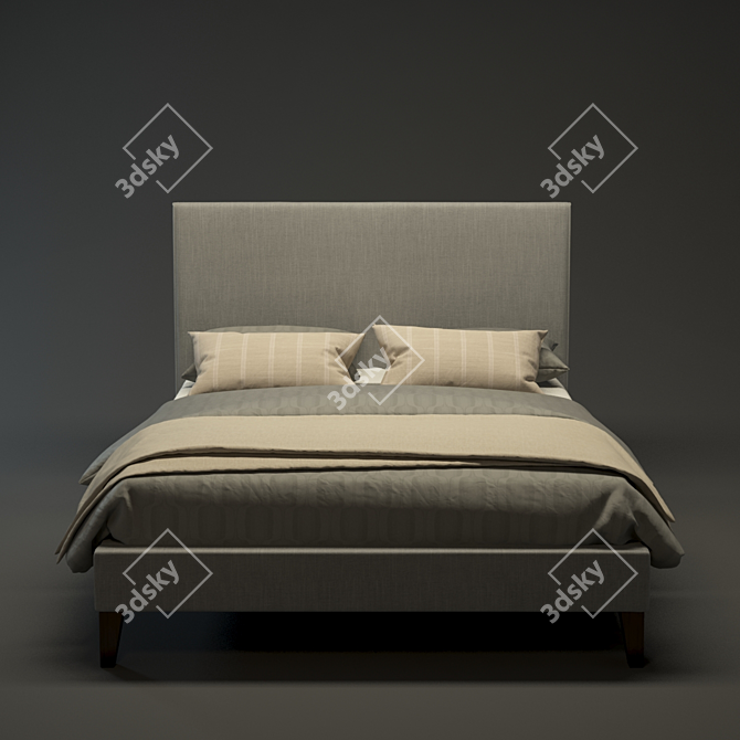 Modern Fabric Bedframe: 3D Model with UV Mapping 3D model image 2