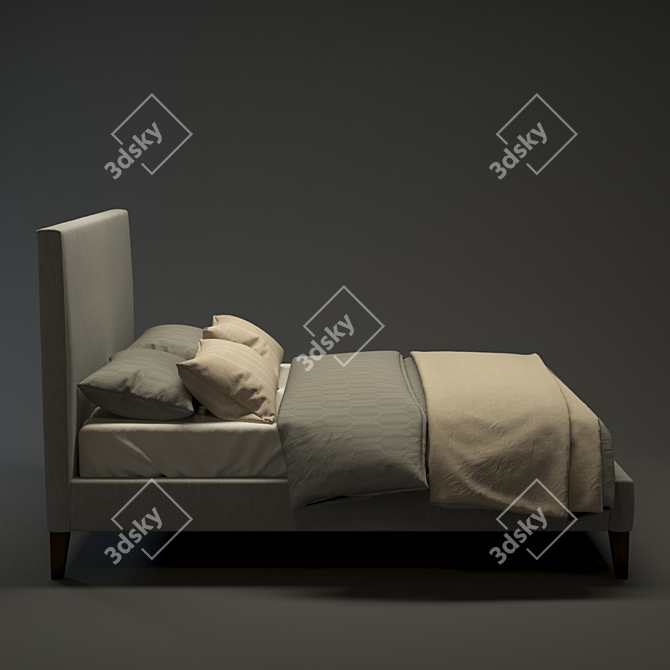 Modern Fabric Bedframe: 3D Model with UV Mapping 3D model image 3