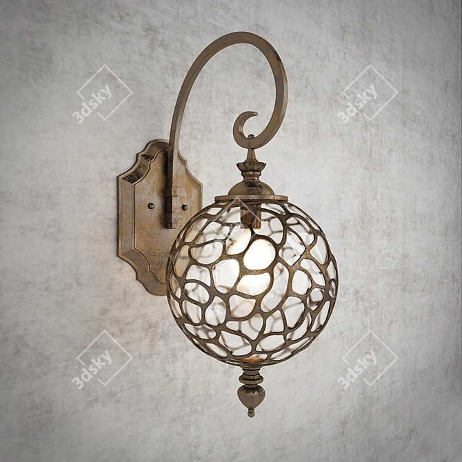 Elegant Black Gold Wall Lamp 3D model image 1