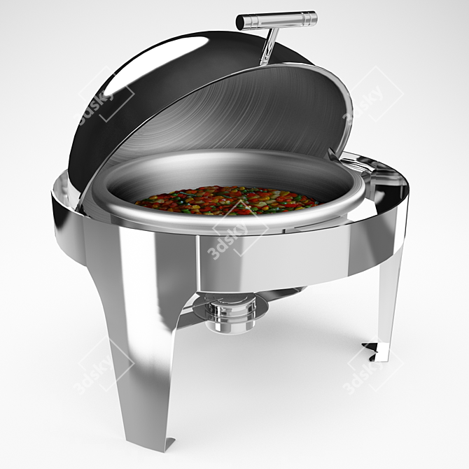 Round Chafing Dish Warmer: Keep Your Food Hot 3D model image 1