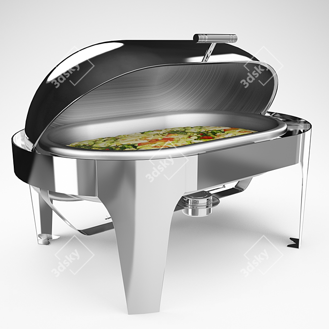 Elegant Oval Chafing Dish Warmer 3D model image 1