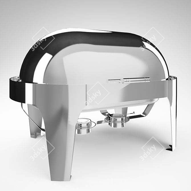 Elegant Oval Chafing Dish Warmer 3D model image 2