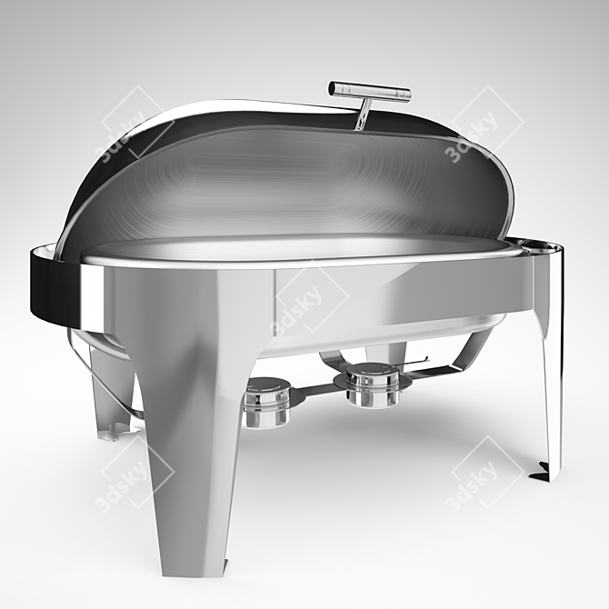 Elegant Oval Chafing Dish Warmer 3D model image 3