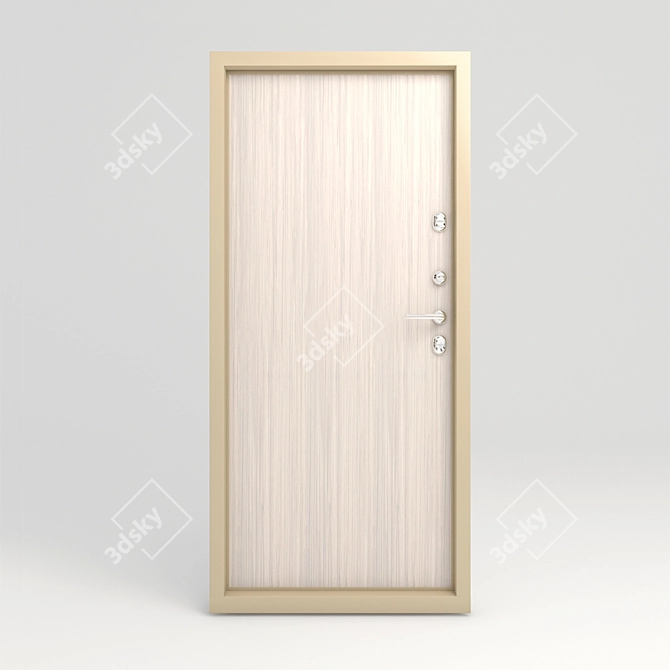 Two-tone Metal Front Door with Bonus Fireproof Safety 3D model image 3