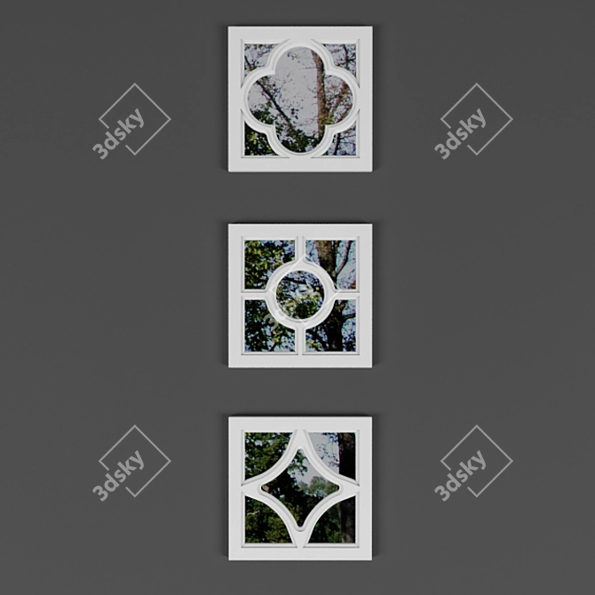 French Charm: Clover, Rombo, Cerchio Mirror Frames 3D model image 1