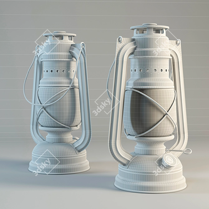 Rustic Kerosene Lamp 3D model image 2