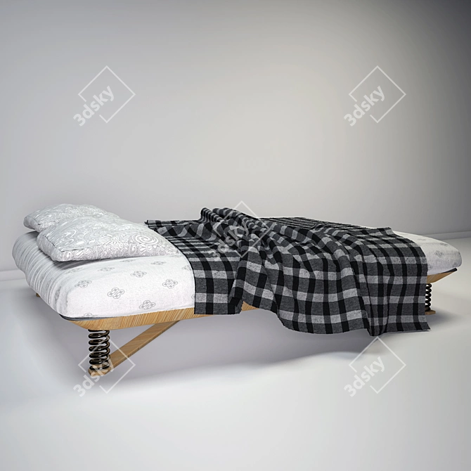 Spring Bed with Cushioning 3D model image 2