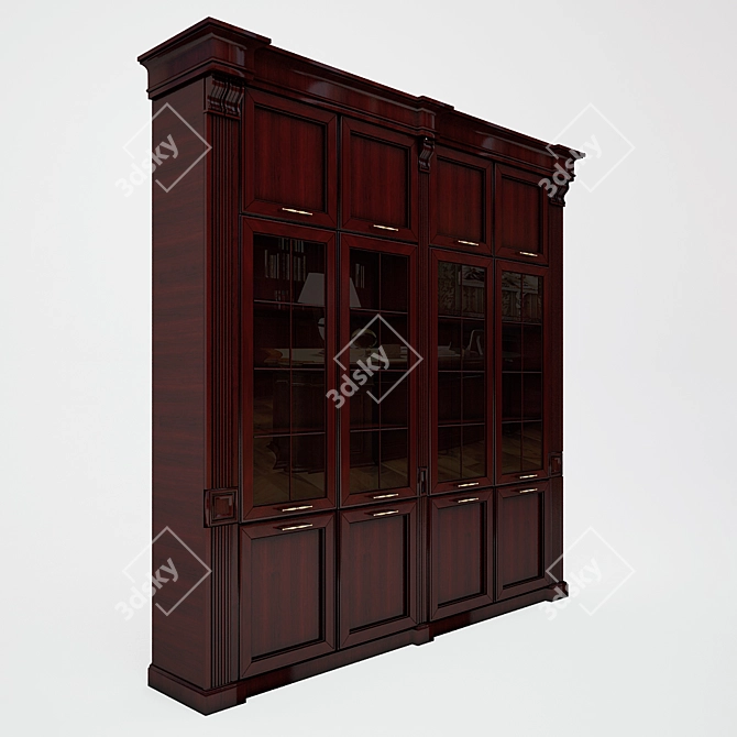 Red Wood Office Furniture Set 3D model image 2