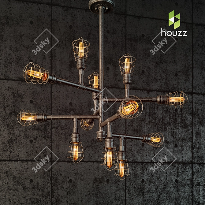 Troy Lighting Conduit 12-Light Chandelier 3D model image 1