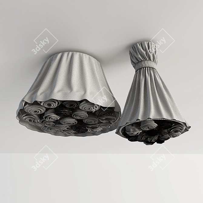 Handmade Fabric Ceiling Lights 3D model image 2