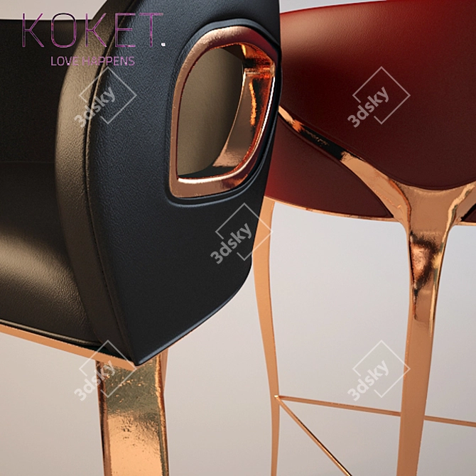 Chandra Copper Bar Stool 3D model image 2