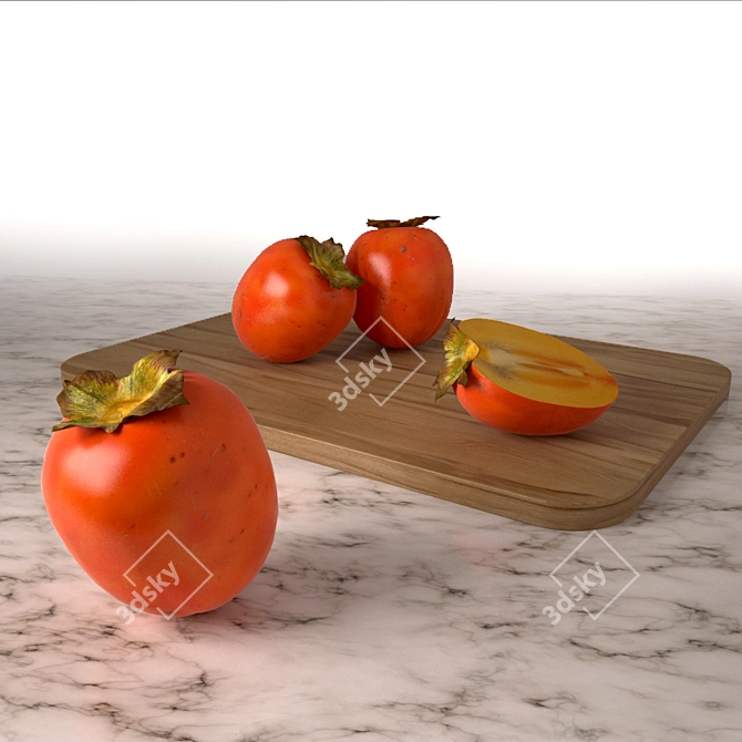 Title: Persimmon Wood Cutting Board 3D model image 1