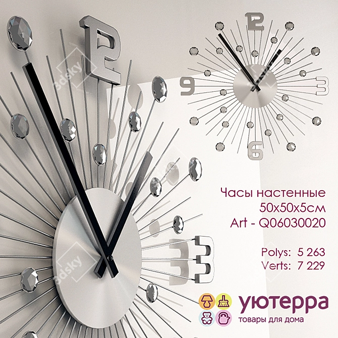 Elegant Crystal Wall Clock 3D model image 1