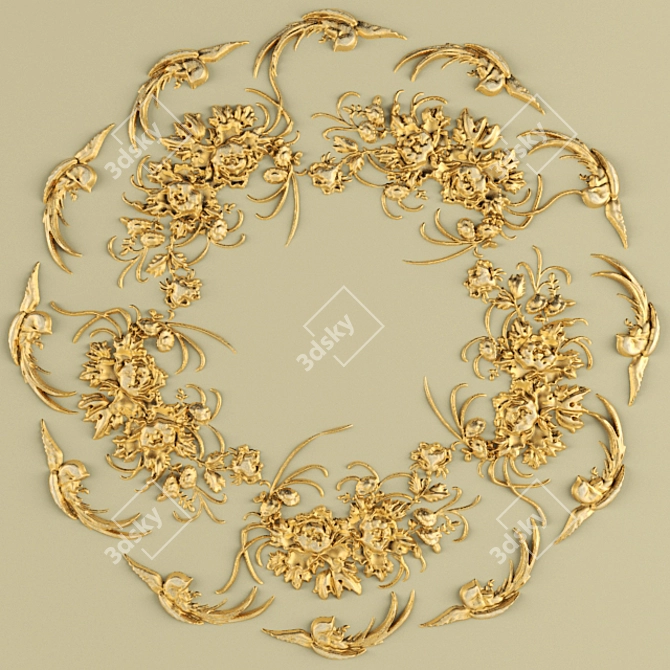 Elegant Stucco Ceiling Design 3D model image 1