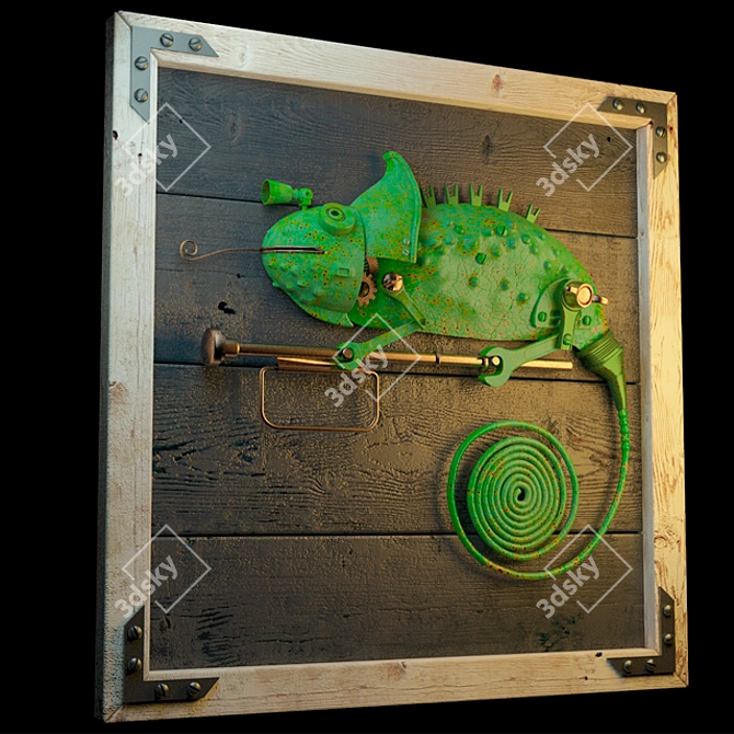 Stunning Steampunk Art: Chameleon 3D model image 1