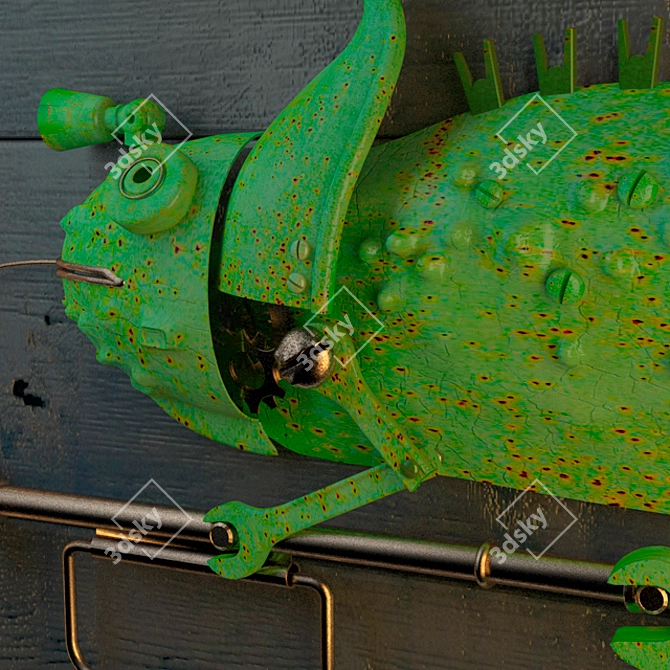 Stunning Steampunk Art: Chameleon 3D model image 2