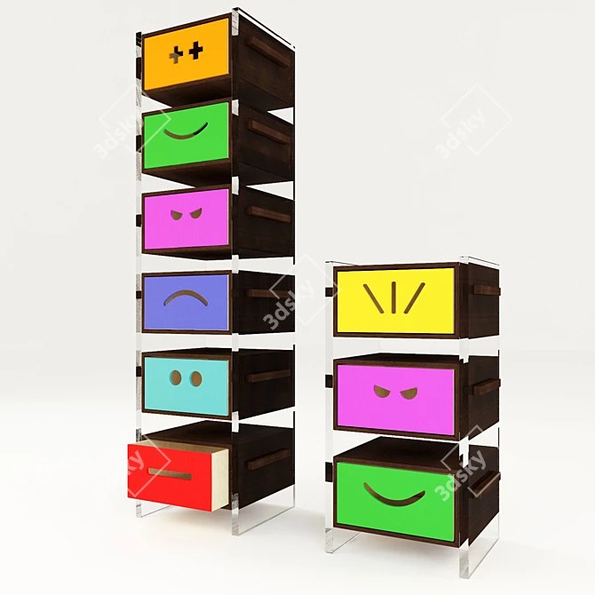 Smiley Glass Kids Drawers 3D model image 2