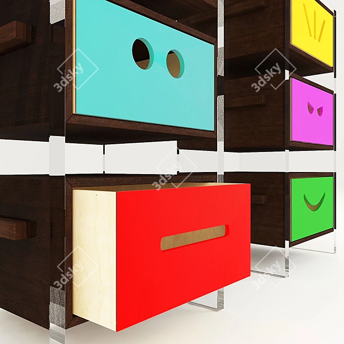 Smiley Glass Kids Drawers 3D model image 3