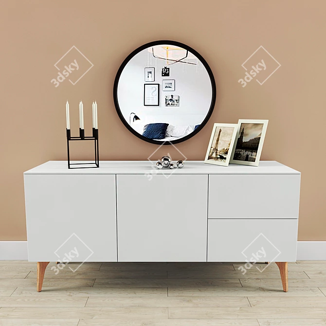 Elegant 3-Drawer Console Table 3D model image 1