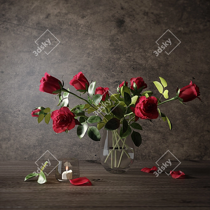 Eternal Love: Red Rose Bouquet 3D model image 1