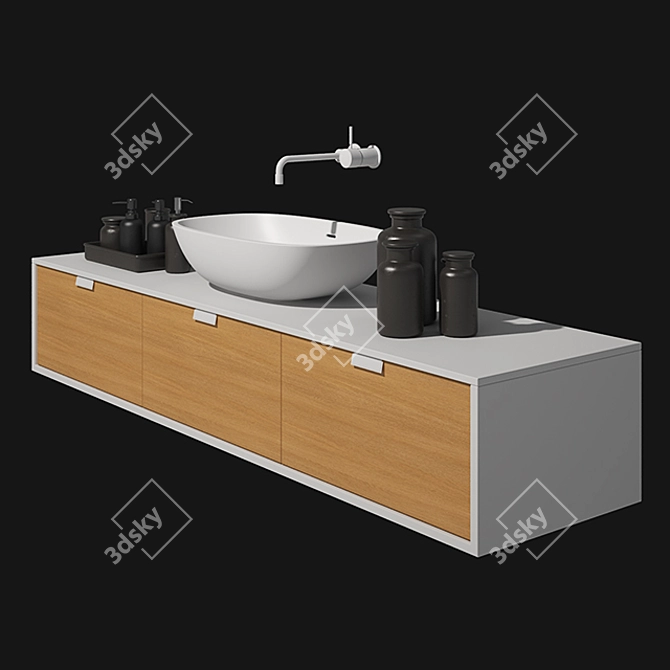 Sleek Falper Washbasin: Charcoal Elegance 3D model image 1