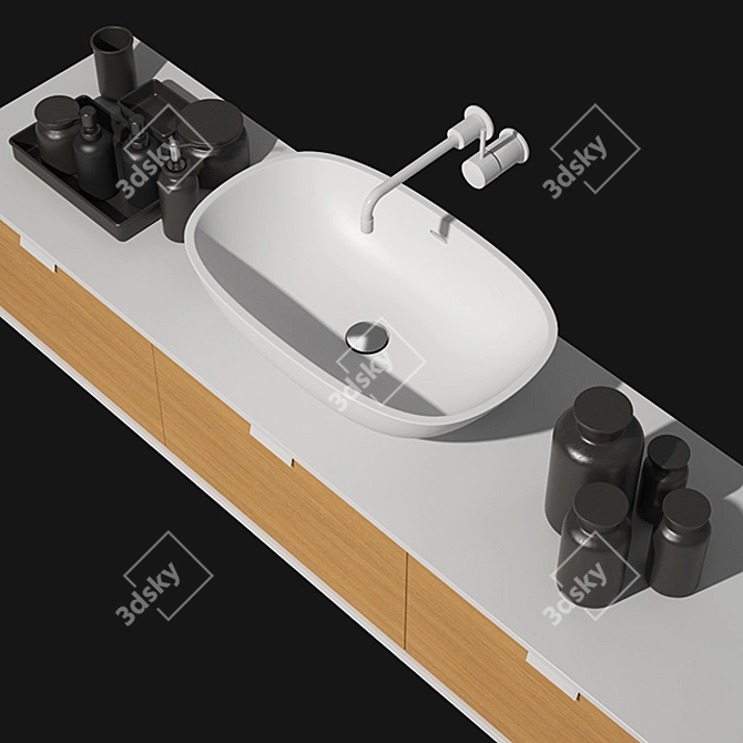 Sleek Falper Washbasin: Charcoal Elegance 3D model image 2