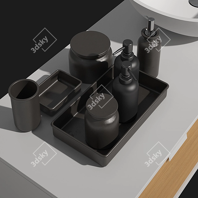 Sleek Falper Washbasin: Charcoal Elegance 3D model image 3