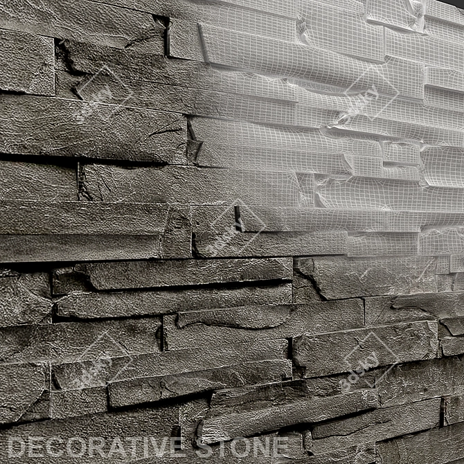 Geometric Grey Stone Panel 3D model image 1