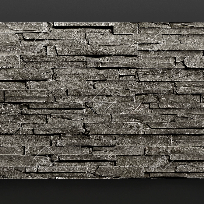 Geometric Grey Stone Panel 3D model image 2